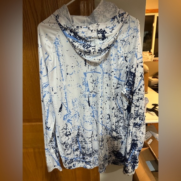 Blue and White Splatter Hoodie by - Picture 2 of 3